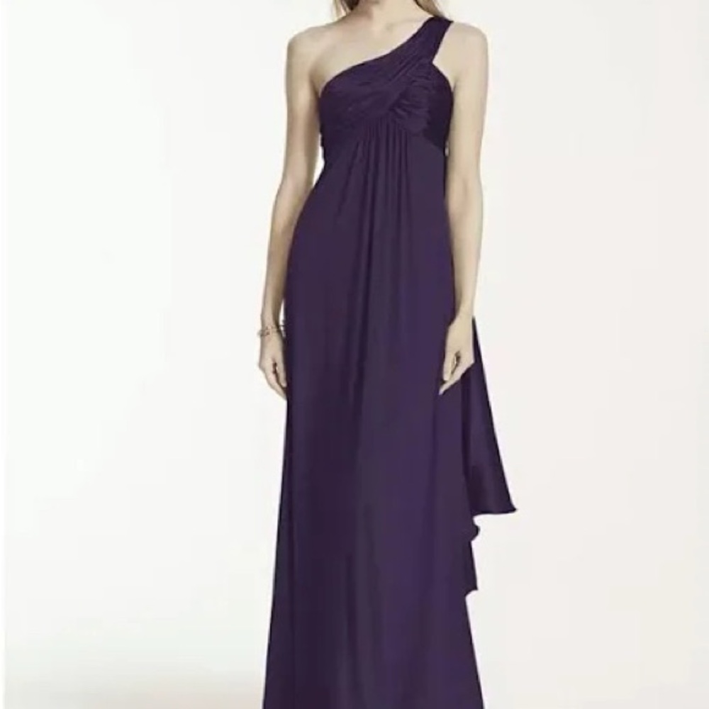 David’s Bridal One-Shoulder  plum color Dress size 10.
